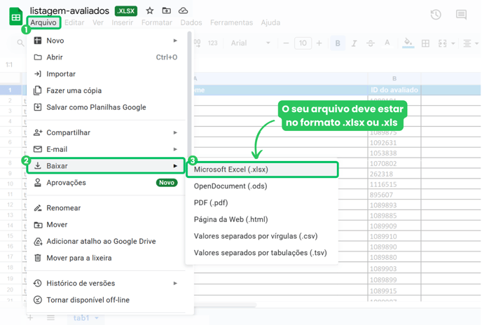 Como editar avaliados via importação de arquivo no CLICQ-1