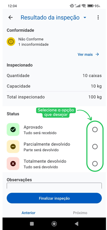 Como preencher o resultado de uma inspeção no CLICQ Inspeção de Produto