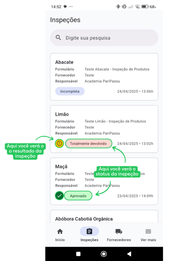 Como ver o histórico de inspeções no CLICQ Inspeção de Produtos