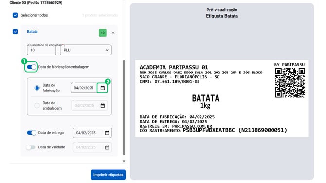 Data etiqueta