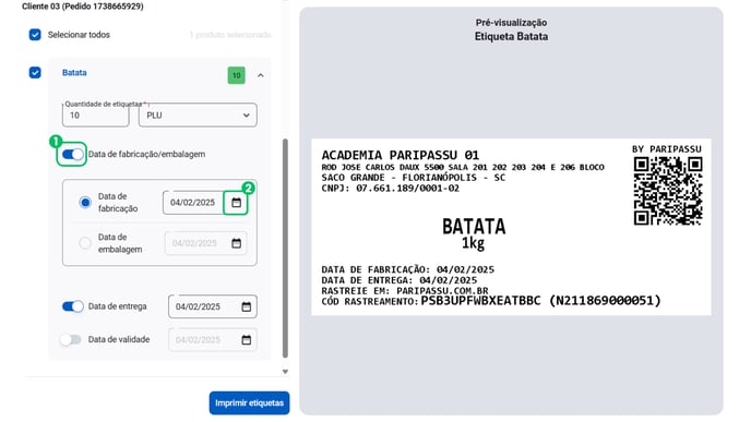 Data etiqueta