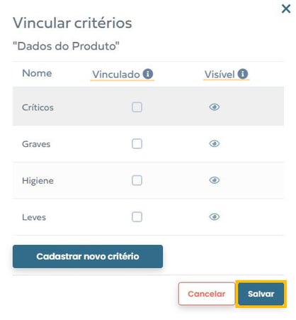vincular critérios